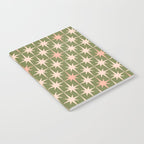 Midcentury Modern Atomic Starburst Pattern in Retro Olive Green and Vintage Blush Pink Notebook Gallery Image 2