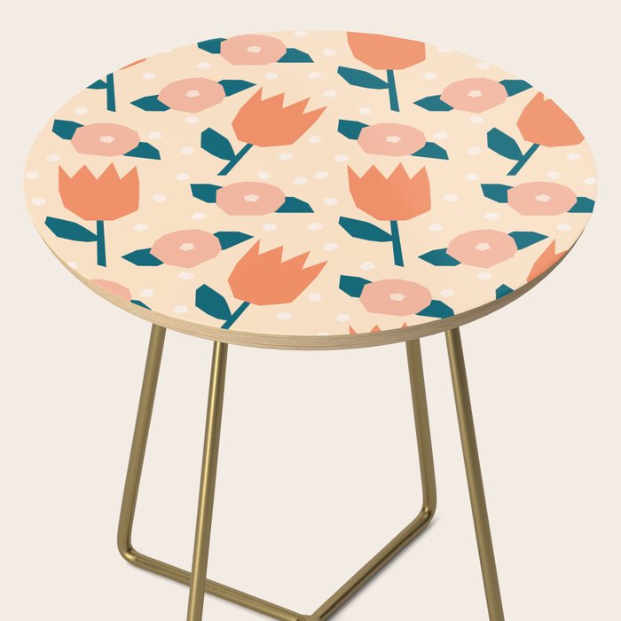 Papercut style pink and orange flowers Side Table Gallery Image 2