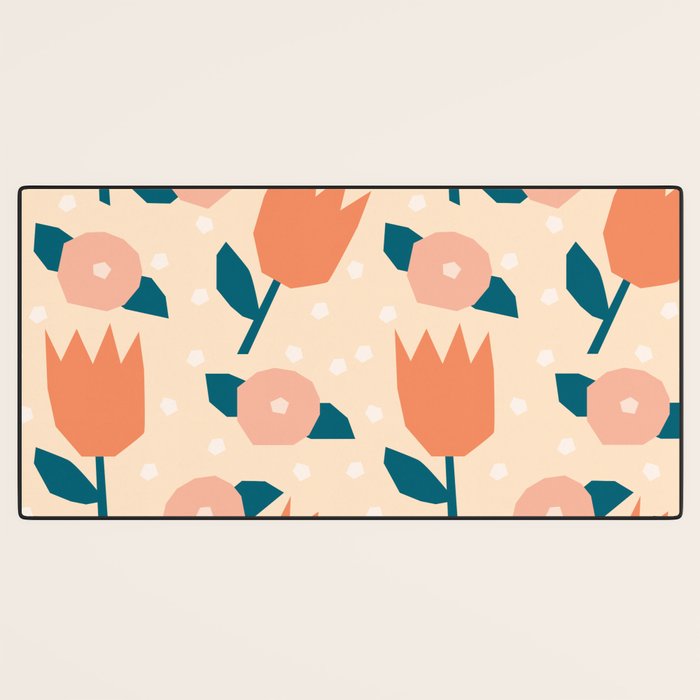 Papercut style pink and orange flowers Desk Mat Gallery Image 3