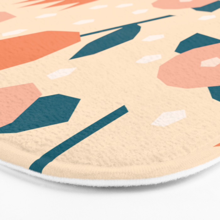 Papercut style pink and orange flowers Bath Mat Gallery Image 3