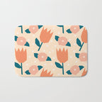 Papercut style pink and orange flowers Bath Mat Gallery Image 1