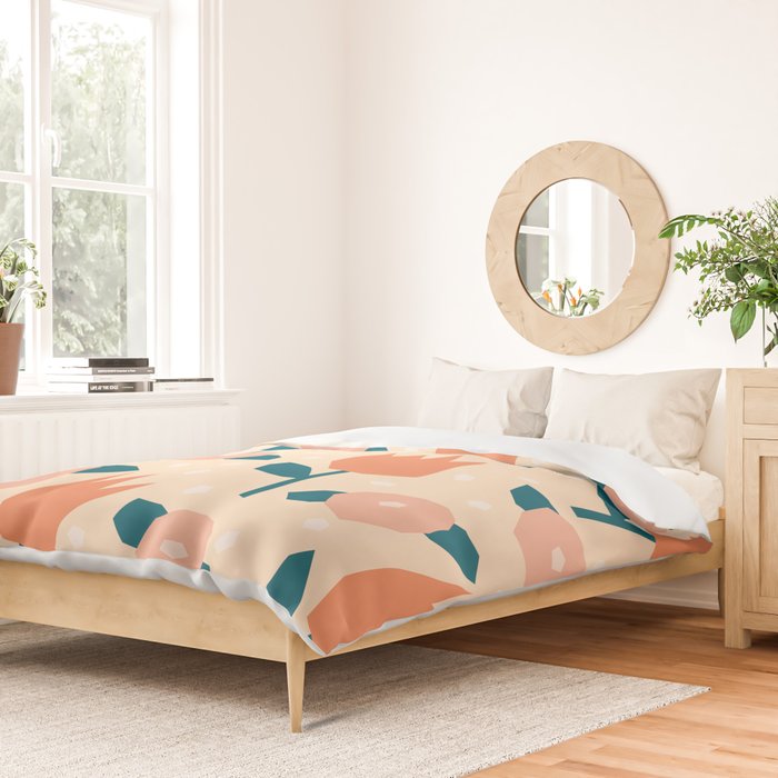 Papercut style pink and orange flowers Duvet Cover Gallery Image 2