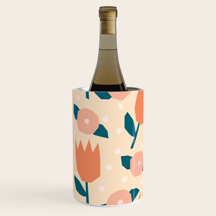 Papercut style pink and orange flowers Wine Chiller Gallery Image 3