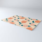 Papercut style pink and orange flowers Rug Gallery Image 3
