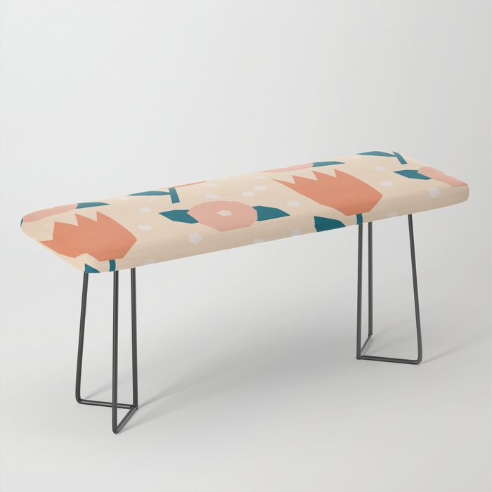 Papercut style pink and orange flowers Bench Gallery Image 1