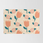Papercut style pink and orange flowers Rug Gallery Image 2