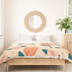 Papercut style pink and orange flowers Duvet Cover Gallery Image 3