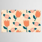 Papercut style pink and orange flowers Tablecloth Gallery Image 2