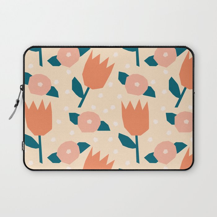 Papercut style pink and orange flowers Laptop Sleeve Gallery Image 1