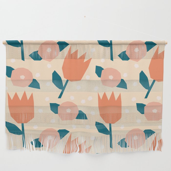 Papercut style pink and orange flowers Wall Hanging Gallery Image 1