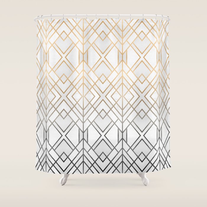 Gold And Grey Geo Shower Curtain Gallery Image 1