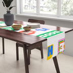 Retro funny sticker quote label pattern Table Runner Gallery Image 2