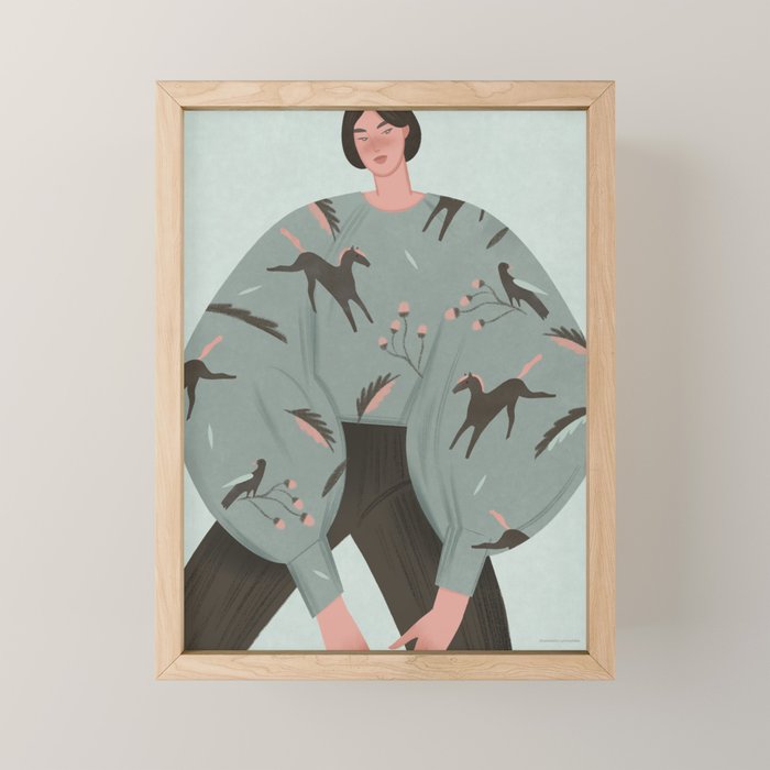 Portrait of a sweet girl in ethnic style Mini Art Print Gallery Image 1