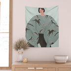 Portrait of a sweet girl in ethnic style Wall Tapestry Gallery Image 2