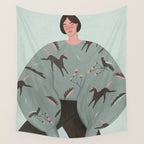 Portrait of a sweet girl in ethnic style Wall Tapestry Gallery Image 4
