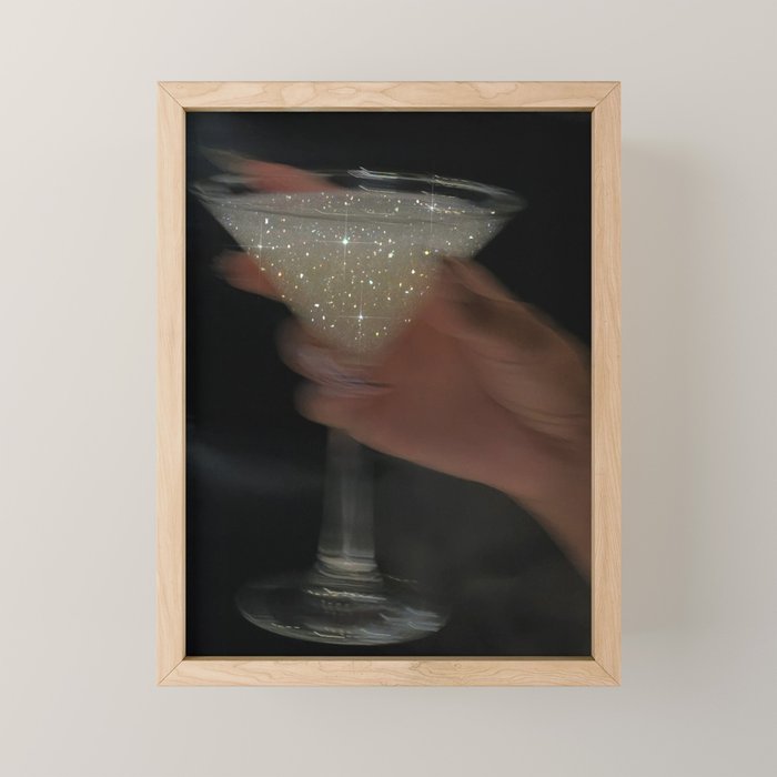 Cheers love | glitters | diamonds | sparkle | sparkling | diamond | shine | festive | celebrating | cocktail | collage | glamour Mini Art Print Gallery Image 1