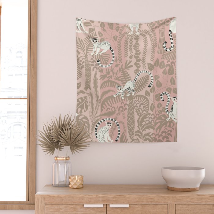 Jungle adventure neutral peach Wall Tapestry Gallery Image 2