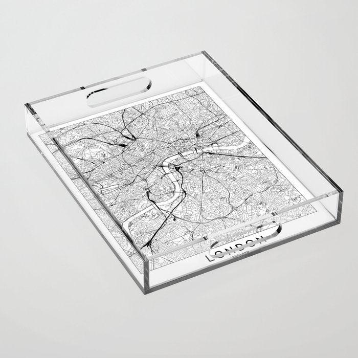 London White Map Acrylic Tray Gallery Image 1