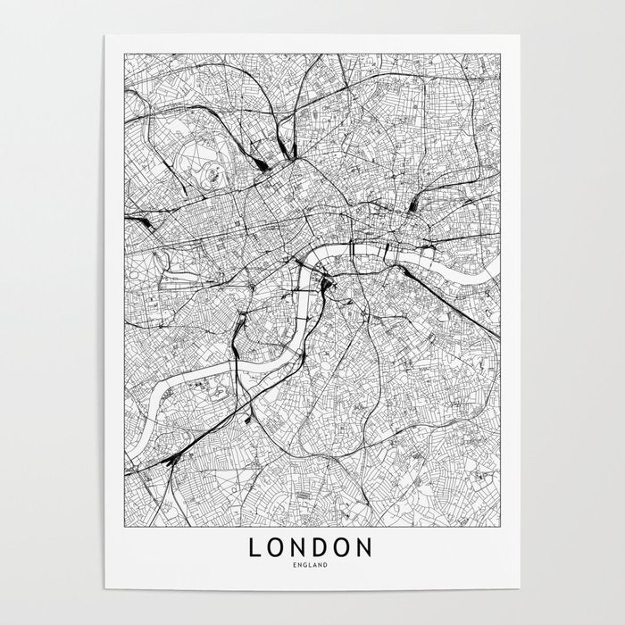 London White Map Poster Gallery Image 1