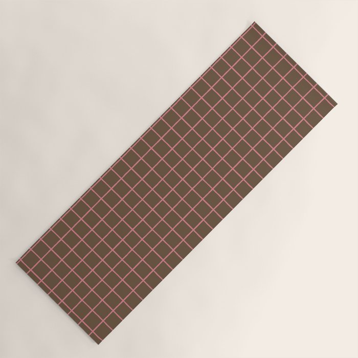 Flamingo Plume Grid Pattern Yoga Mat Gallery Image 1