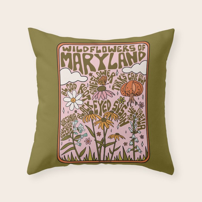 Maryland Wildflowers Throw Pillow Gallery Image 6