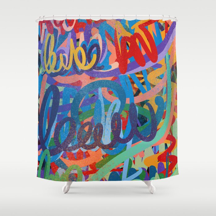 Urban Graffiti Art Love Sprayed  Shower Curtain Gallery Image 1