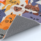 Funny diverse cat crowd character cartoon background Rug Gallery Image 4