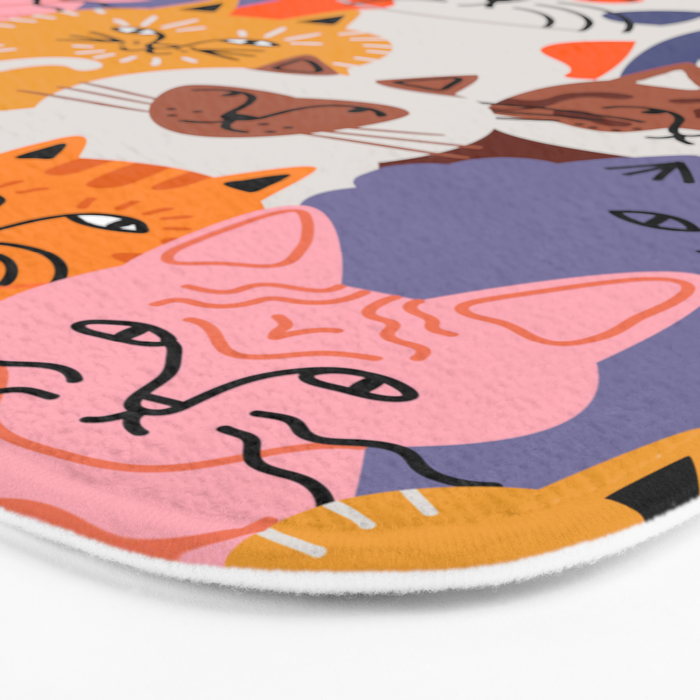 Funny diverse cat crowd character cartoon background Bath Mat Gallery Image 3