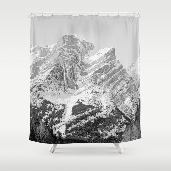 Rocky Mountains Black and White Shower Curtain Gallery Image 1