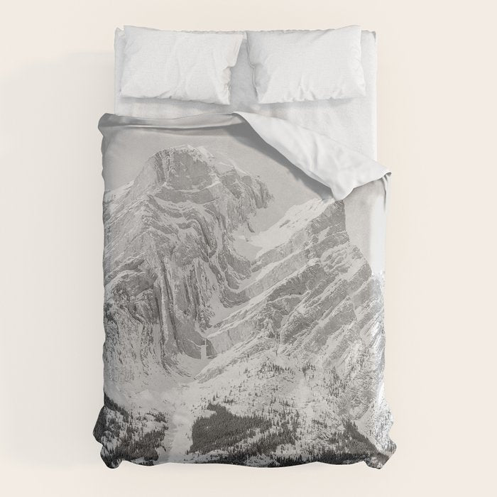 Rocky Mountains Black and White Duvet Cover