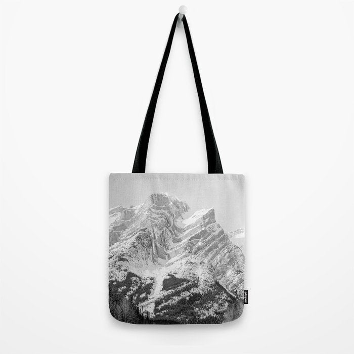 Rocky Mountains Black and White Tote Bag Gallery Image 2
