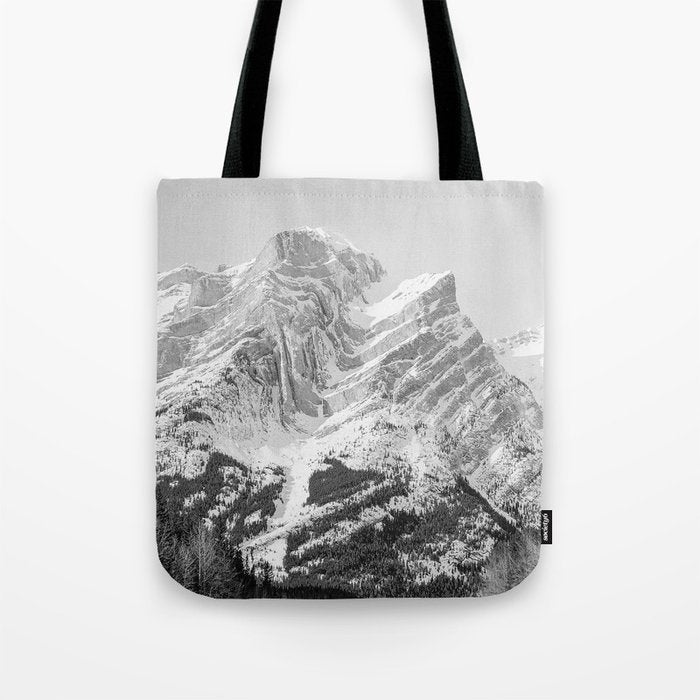 Rocky Mountains Black and White Tote Bag Gallery Image 1