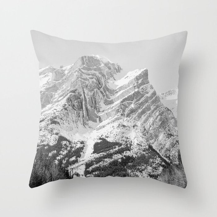 Rocky Mountains Black and White Throw Pillow Gallery Image 1