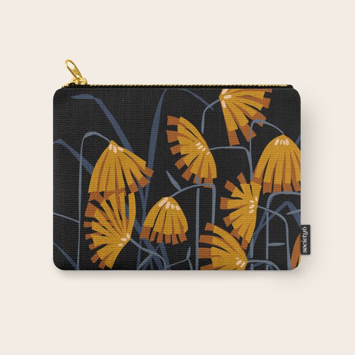 Linocut flower meadow black Carry All Pouch Gallery Image 1