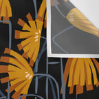 Linocut flower meadow black Wall Tapestry Gallery Image 3