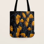 Linocut flower meadow black Tote Bag Gallery Image 1