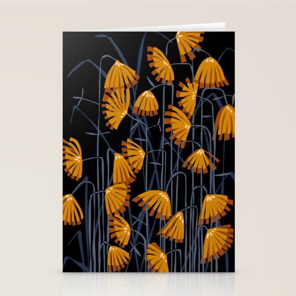 Linocut flower meadow black Stationery Card Gallery Image 2