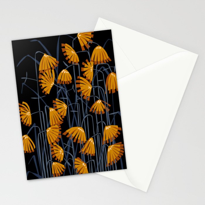Linocut flower meadow black Stationery Card Gallery Image 2