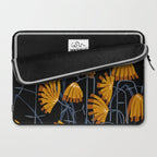Linocut flower meadow black Laptop Sleeve Gallery Image 2