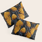 Linocut flower meadow black Pillow Sham Gallery Image 3