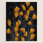 Linocut flower meadow black Jigsaw Puzzle Gallery Image 1