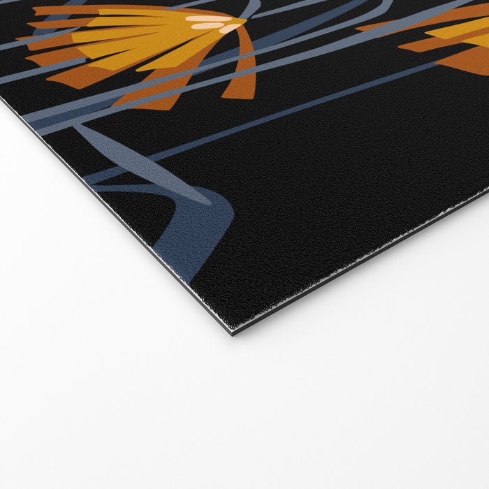 Linocut flower meadow black Welcome Mat Gallery Image 2