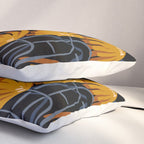 Linocut flower meadow black Pillow Sham Gallery Image 3