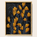 Linocut flower meadow black Serving Tray Gallery Image 1
