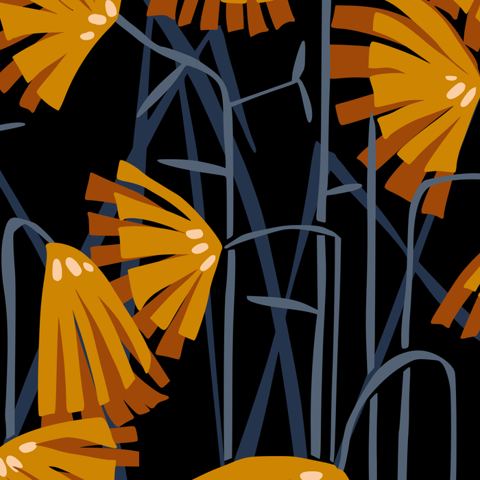 Linocut flower meadow black Coffee Mug Gallery Image 2