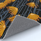 Linocut flower meadow black Rug Gallery Image 4