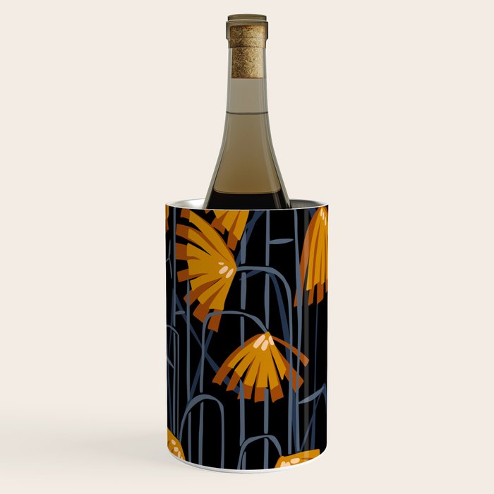 Linocut flower meadow black Wine Chiller Gallery Image 3