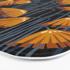Linocut flower meadow black Bath Mat Gallery Image 3