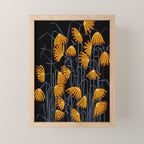 Linocut flower meadow black Mini Art Print Gallery Image 1