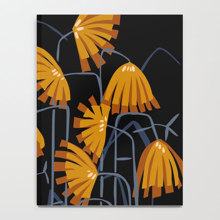 Linocut flower meadow black Notebook Gallery Image 4